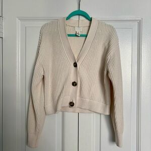 H&M Cream Button-Up Knit Cardigan